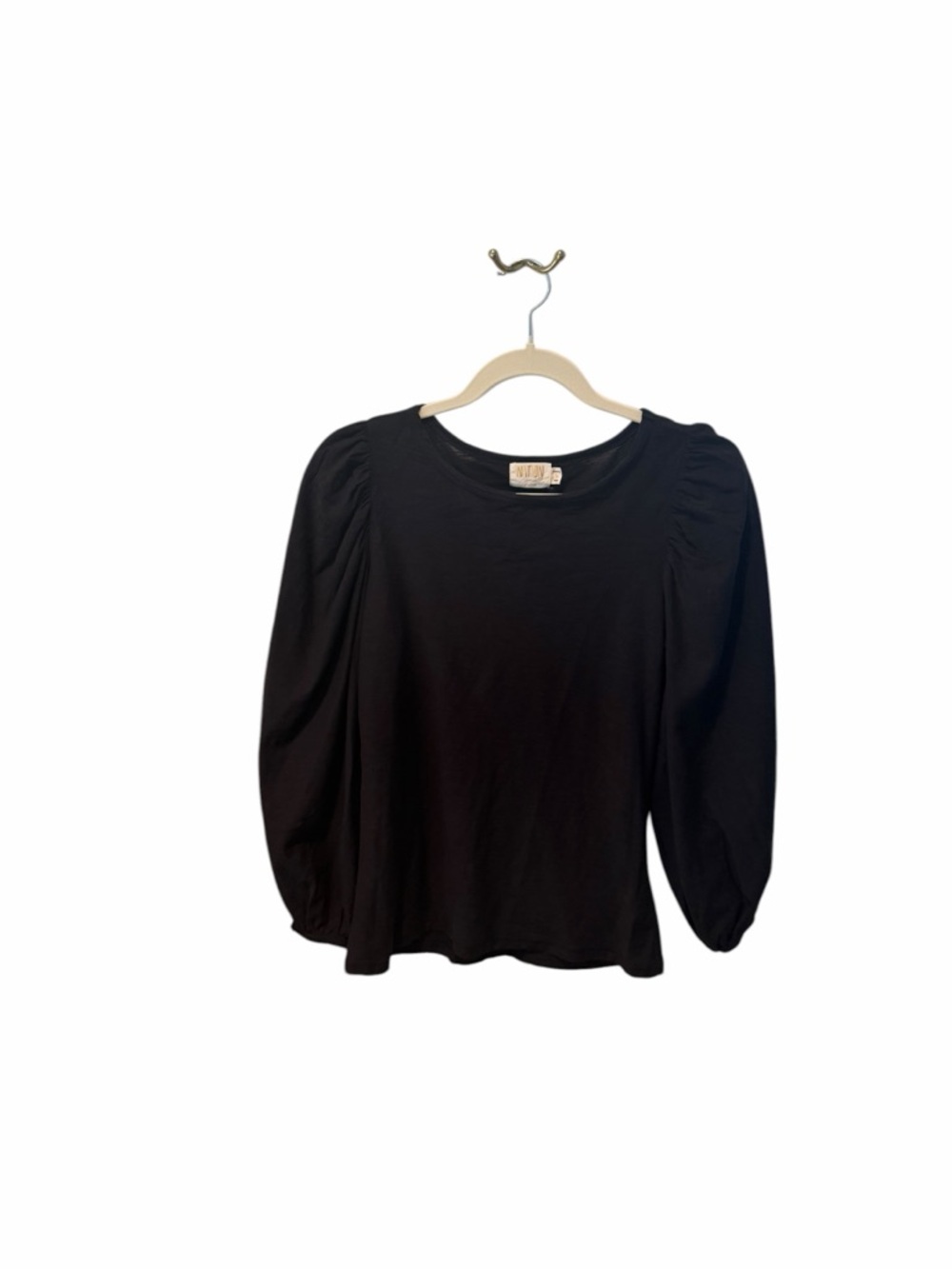 Nation LTD Black Puff Sleeve Long Sleeve Top Lightweight Size Small